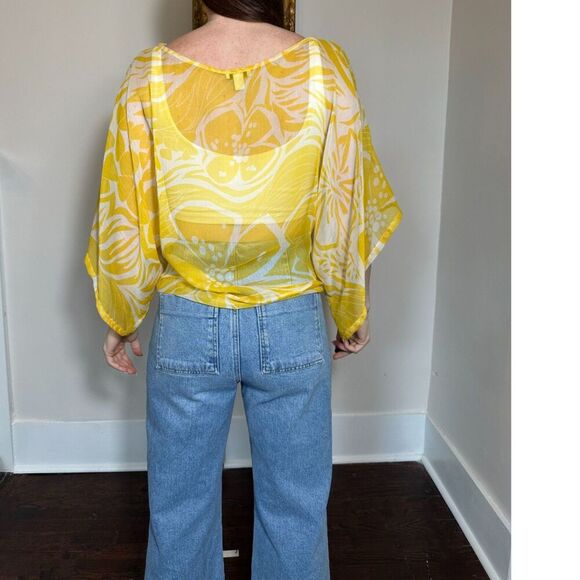 Vintage Cache Yellow Sheer Top Size Medium - Picture 3 of 6